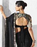 Bold & Beautiful Black Embroidered Saree with Statement Printed Blouse - Buy_2