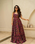 Bold & Beautiful Multicolour Rayon Fully Flared Gown with Digital Print Patterns_2