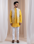 Brighten Your Style with the Yellow Sunstrike Kurta Pyjama & Nehru Jacket Set Elegant Ethnic Wear for Men