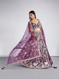 Burgundy Net Sequins Embroidery Lehenga Set