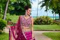 Burgundy Satin Silk Sequins and Zarkan embroidery Lehenga choli & Dupatta_2