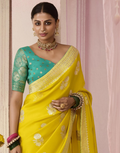 Charming Yellow Dola Silk Saree with Rich All Over Floral Patterns_2