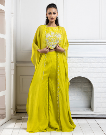 Chartreuse Cape Palazzo Set