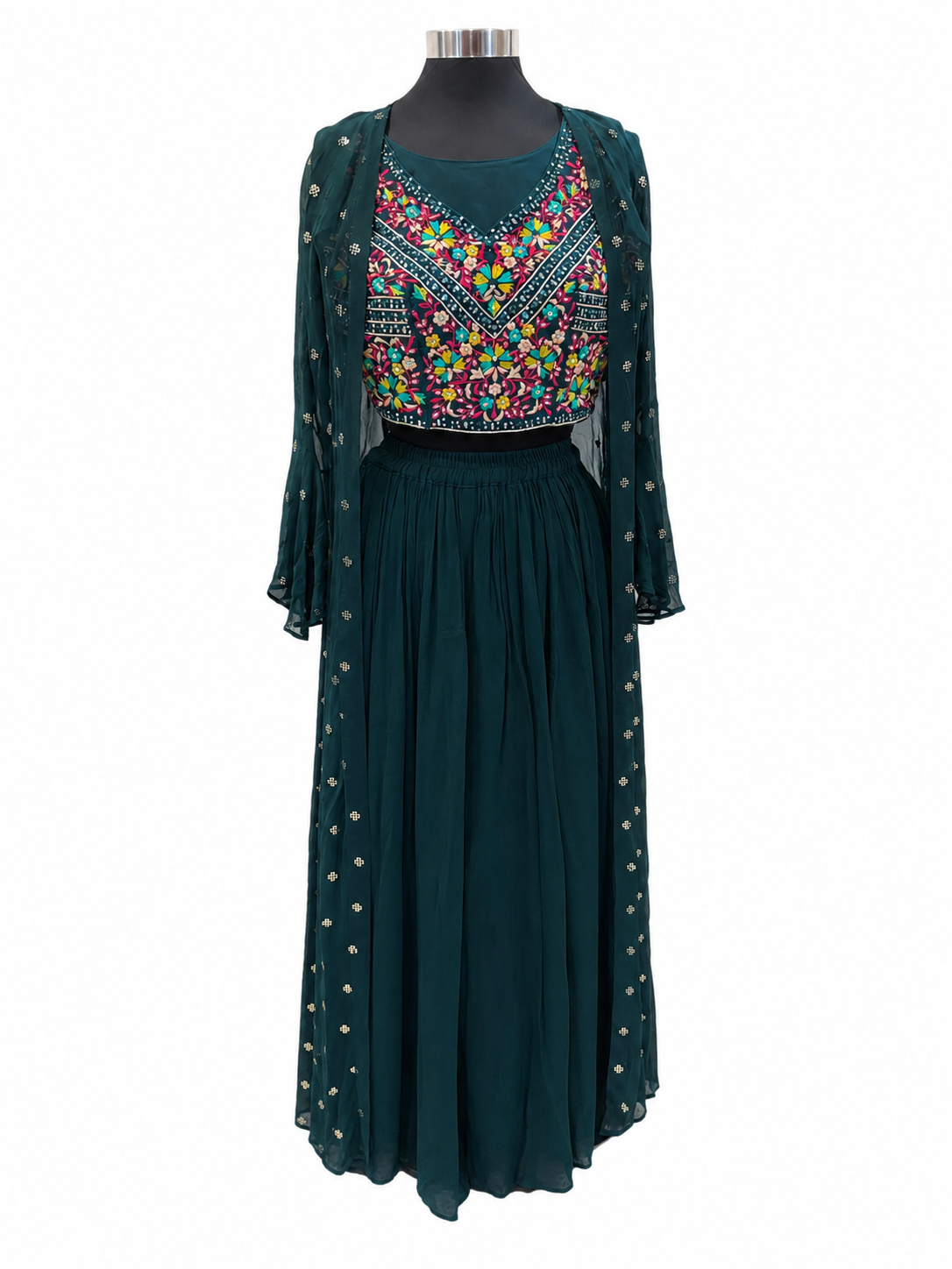 Green Georgette Kurta set for Wedding Guest - RENT