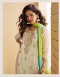 Chic Beige Chinon Silk Palazzo Set Embroidered Top and Dupatta Included_1