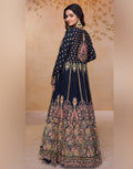 Chic Navy Georgette Embroidered Top & Bottom Set Party & Ethnic Wear - Buy_1