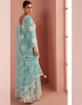 Chic Sky Blue Halter Ethnic Set Front & Back Bead Embroidery with Palazzo & Dupatta - Buy_1