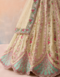 Classic Cream Tissue Sequins Embroidered Lehenga with Blouse & Elegant Dupatta_4