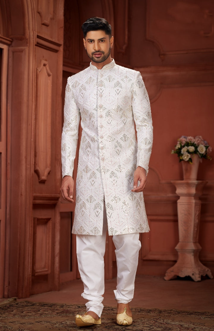 Classic Sophistication Discovering the Appeal of a White Sherwani - Rent