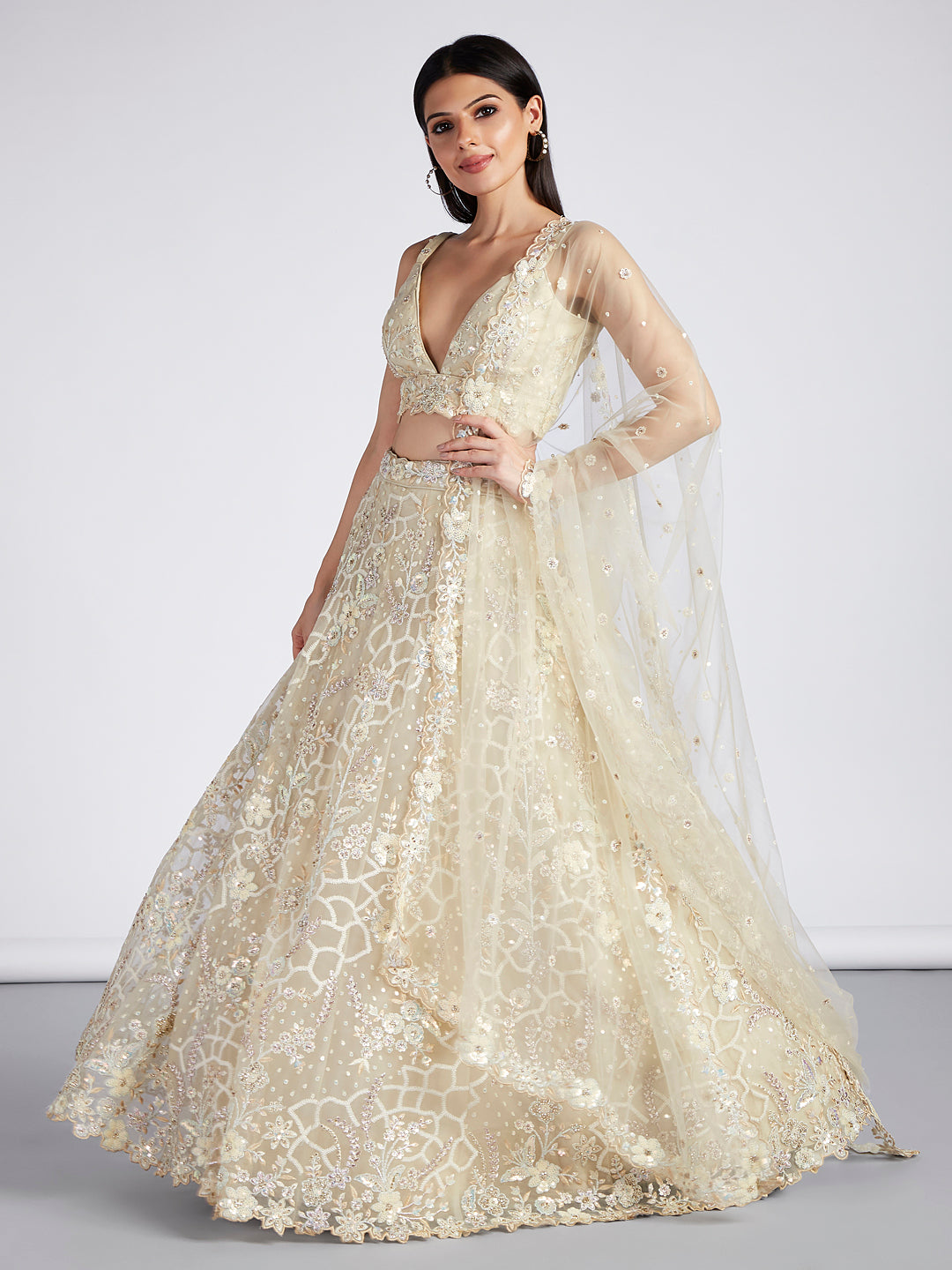 Cream Colored Lehenga: Timeless Elegance for Every Celebration - Rent L / 5 Days / Cream Cream Colored Lehenga: Timeless Elegance for Every Celebration - Rent L / 5 Days / Cream