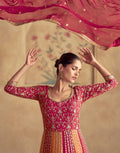 Crimson Citrus Bold Top and Dupatta with Intricate Design_3