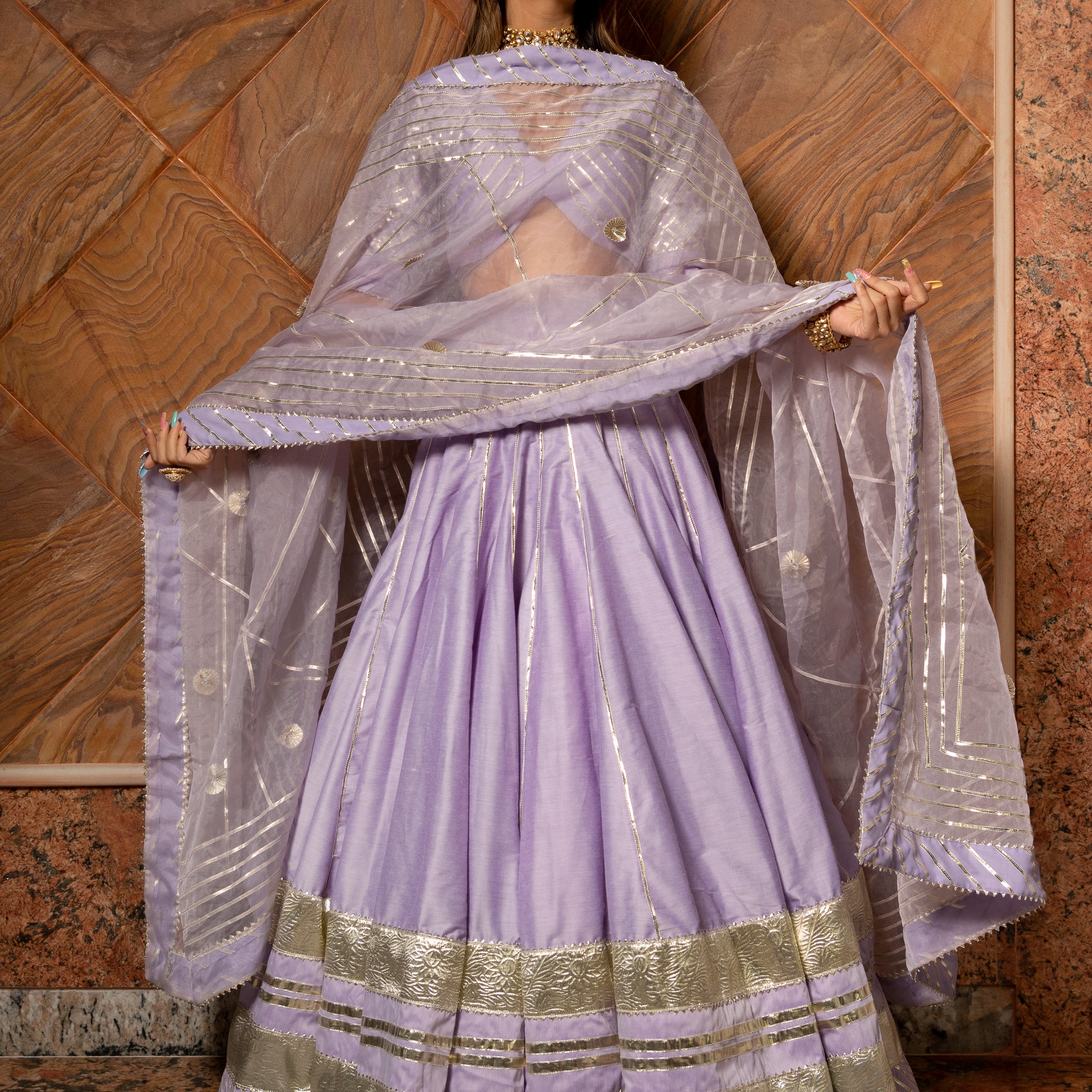 Pomcha Jaipur Ibadat Lilac Lehenga Set - Rent