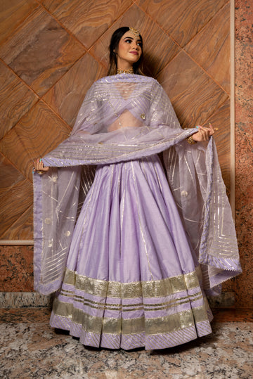 Pomcha Jaipur Ibadat Lilac Lehenga Set - Rent