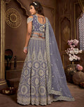 Dark Grey Net Pearl Embroidery Lehenga Choli & Dupatta_2