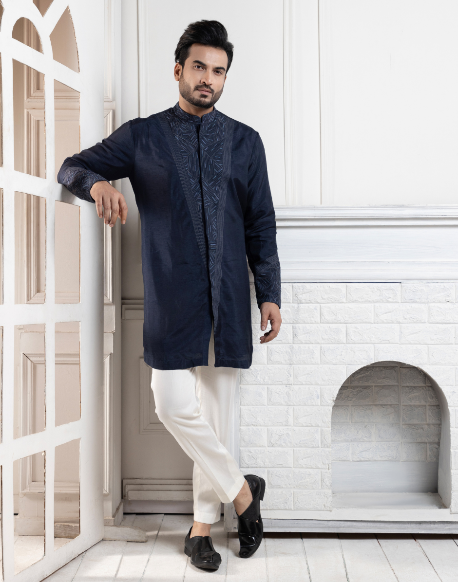 Deep Sapphire Kurta Set Regal Statement of Timeless Elegance
