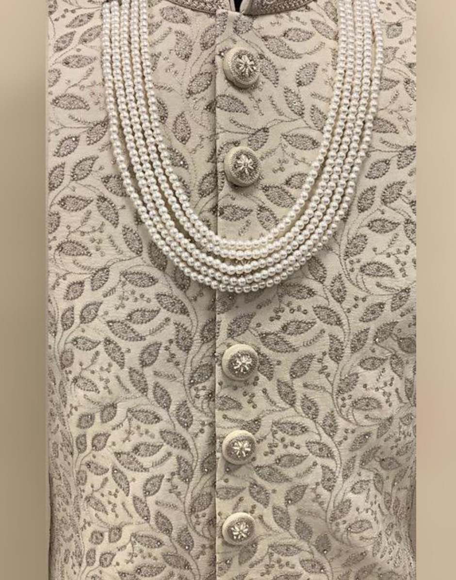 Designer Pista Embellished Sherwani Set with Heavy Embroidery_1