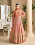 Designer Wedding Gown in Georgette with Seroski Zarkan Work & Embroidered Dupatta - Buy