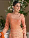 Designer Wedding Gown in Georgette with Seroski Zarkan Work & Embroidered Dupatta - Buy_1