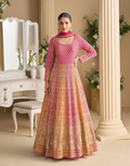 Designer Wedding Gown in Georgette with Seroski Zarkan Work & Embroidered Dupatta - Buy_2