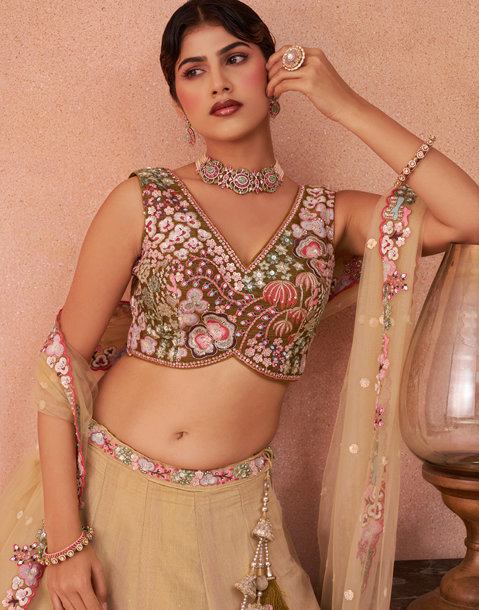 Dreamy Ombre Brown Net Sequins Lehenga Choli with Elegant Dupatta
_1