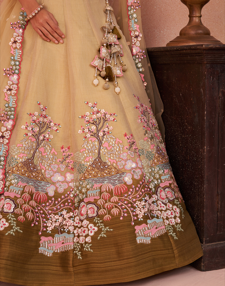 Dreamy Ombre Brown Net Sequins Lehenga Choli with Elegant Dupatta
_3