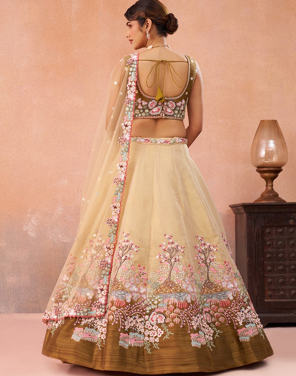 Dreamy Ombre Brown Net Sequins Lehenga Choli with Elegant Dupatta
_4