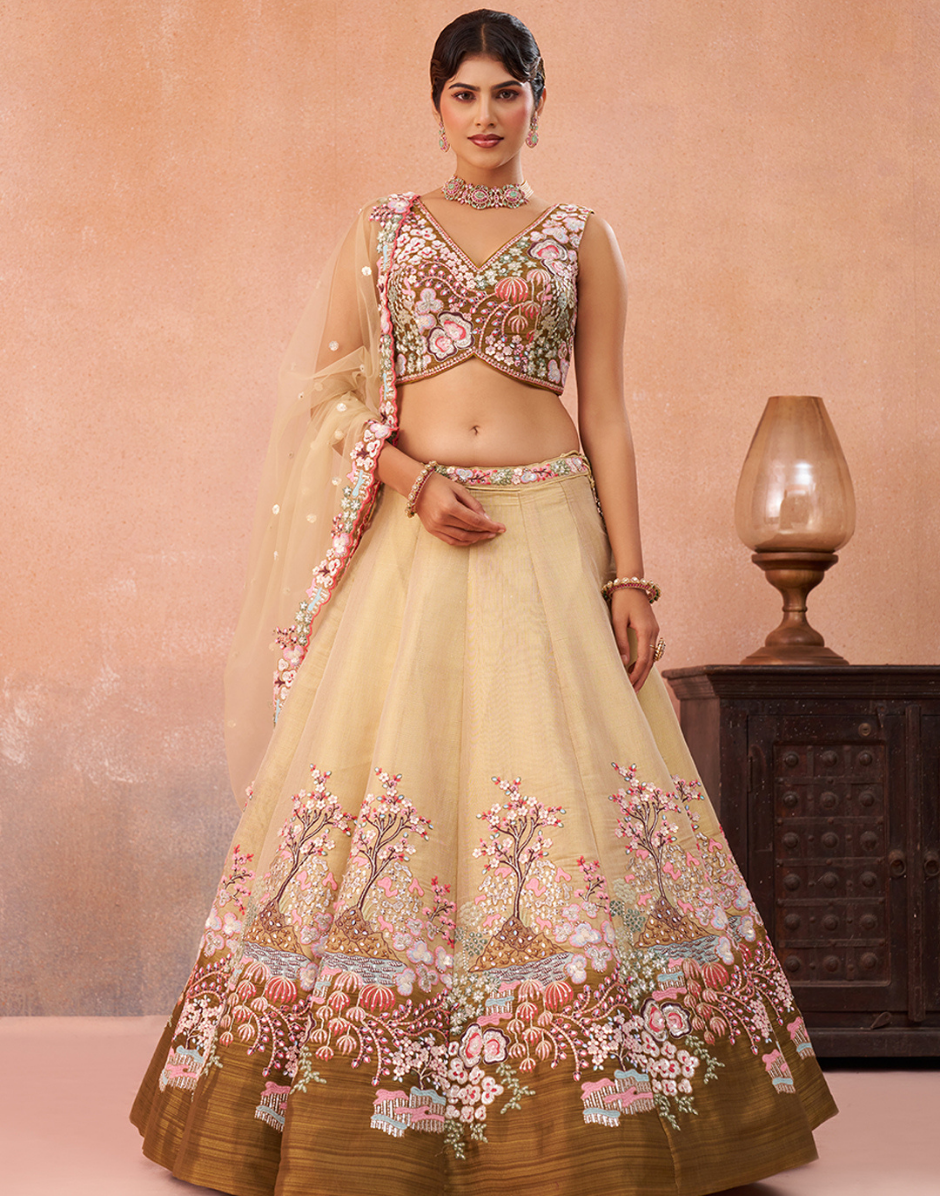 Dreamy Ombre Brown Net Sequins Lehenga Choli with Elegant Dupatta
_5