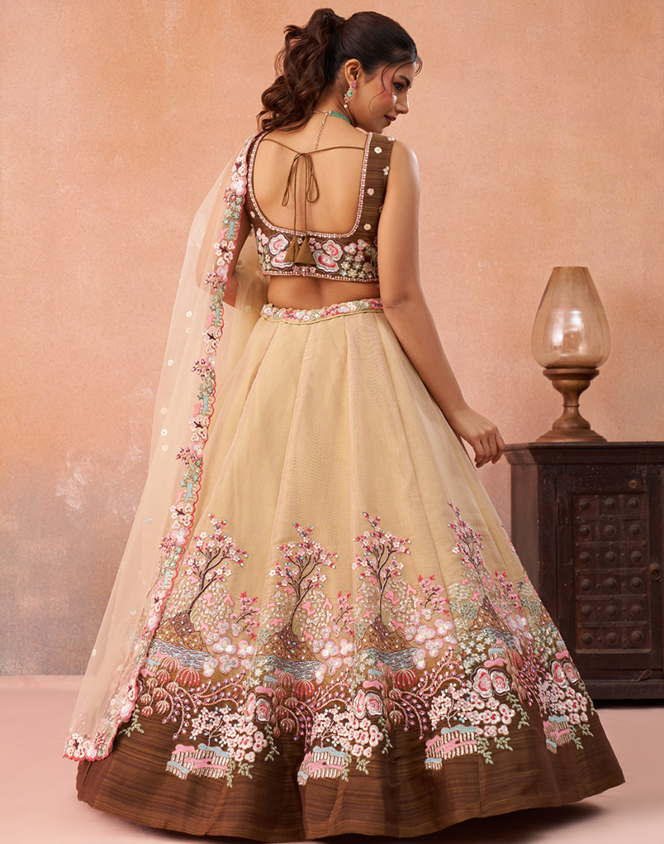 Dreamy Ombre Brown Net Sequins Lehenga Choli with Elegant Dupatta
_7