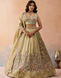 Dreamy Tissue Sequinned Zarkan Embroidered Lehenga Set with Flowing Designer Dupatta