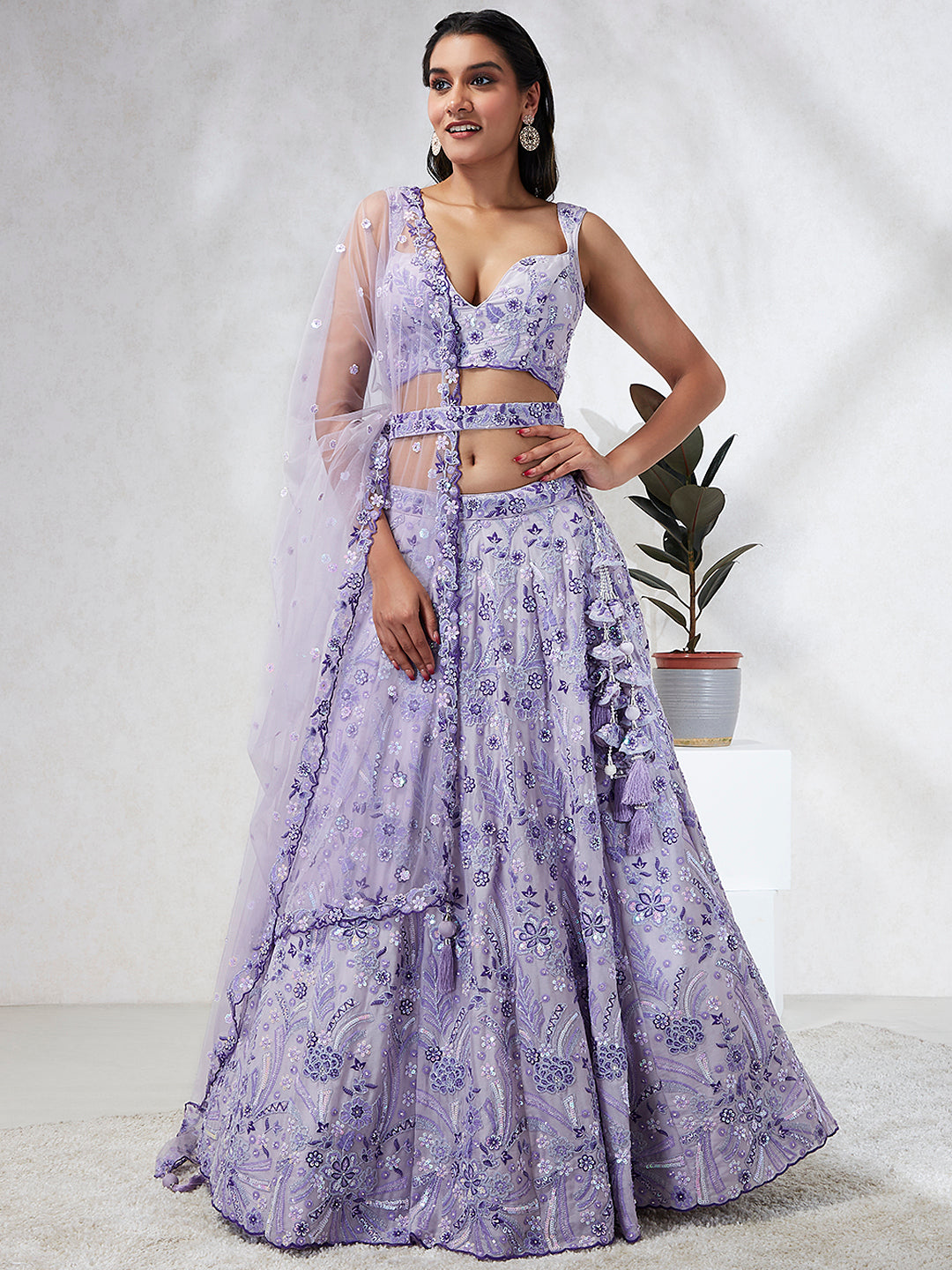 Elegant Blush Georgette Lehenga Choli with Sequins and Embroidery Dupatta_1
