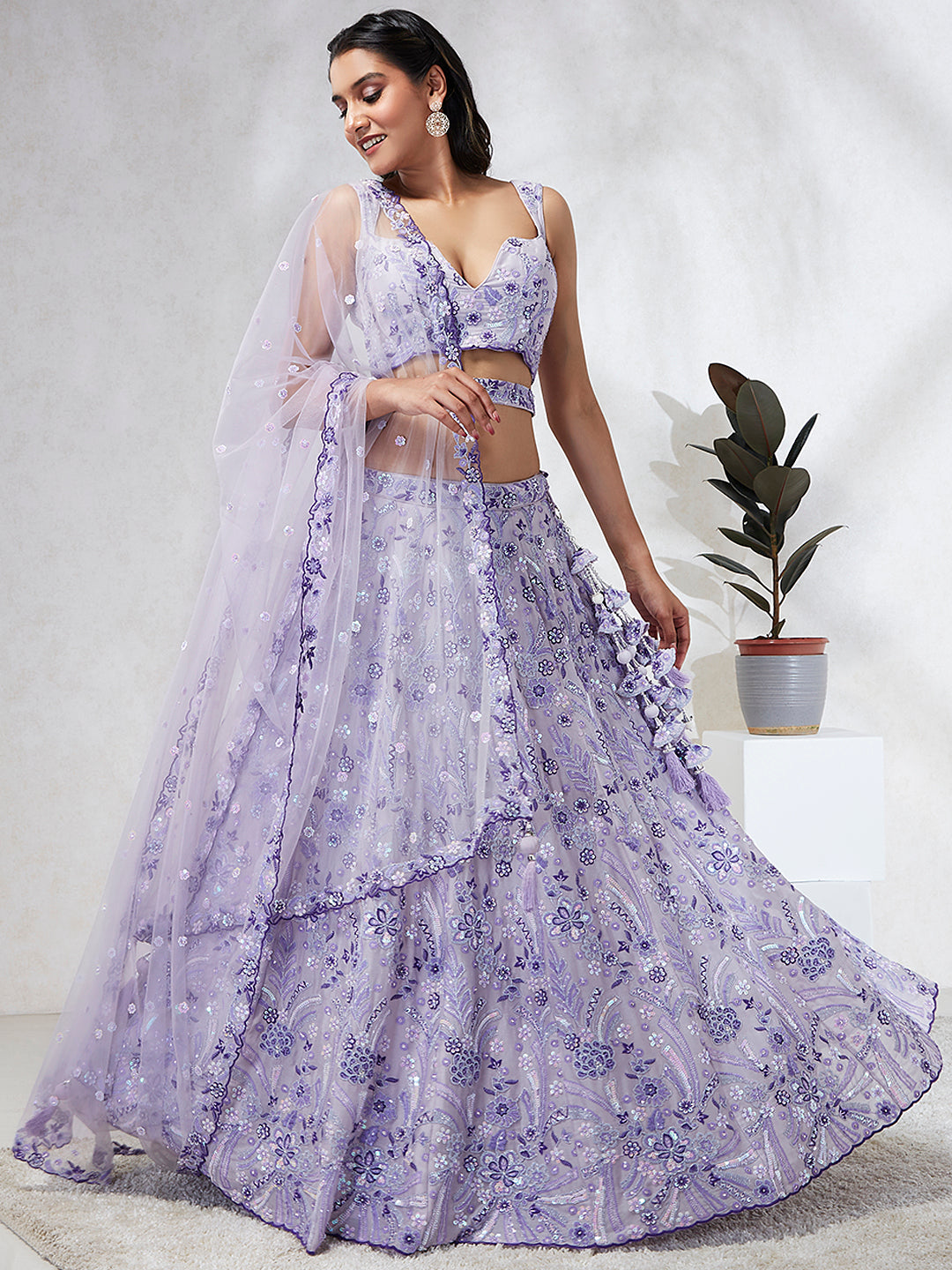 Elegant Blush Georgette Lehenga Choli with Sequins and Embroidery Dupatta_1