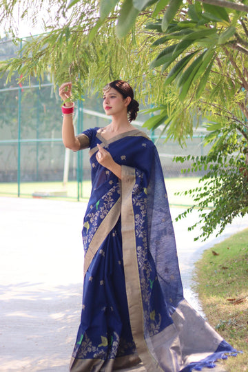 Elegant Cotton Silk Thread Woven Design with Zari Border Detailing
