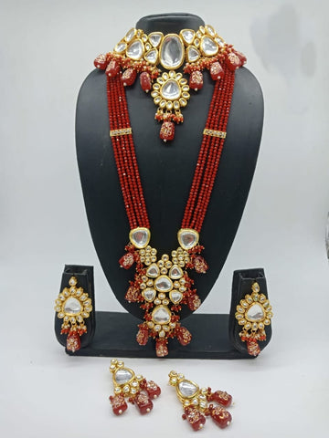 Elegant Emerald Red Necklace Set-Rent