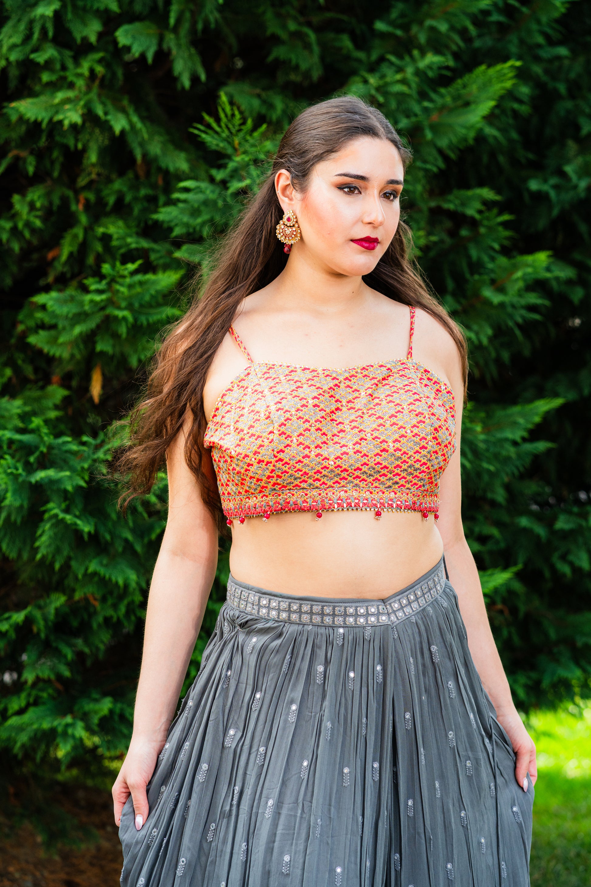 Elegant Grey Embroidered Sequin Lehenga with Stylish Blouse and Jacket_2