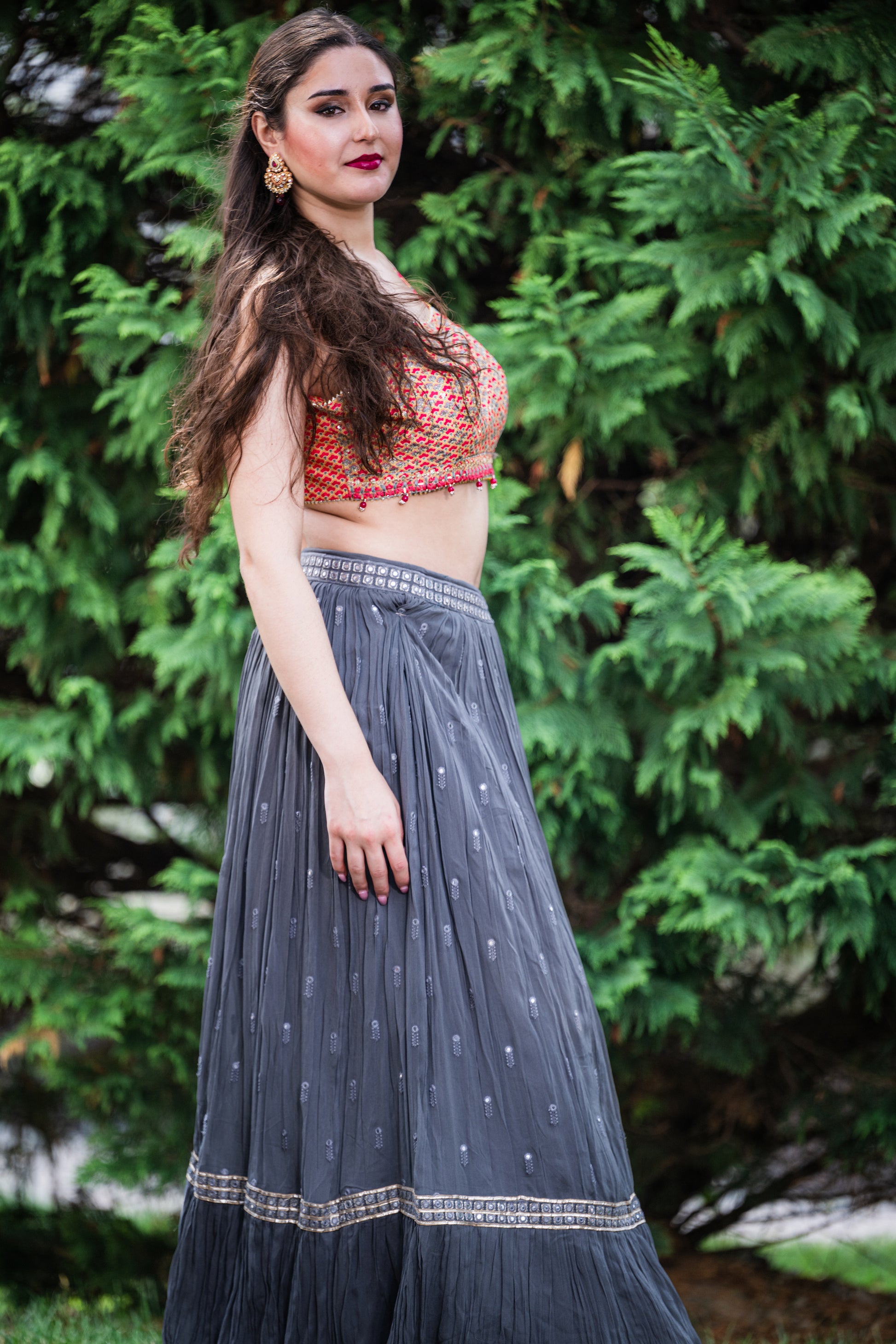 Elegant Grey Embroidered Sequin Lehenga with Stylish Blouse and Jacket_3