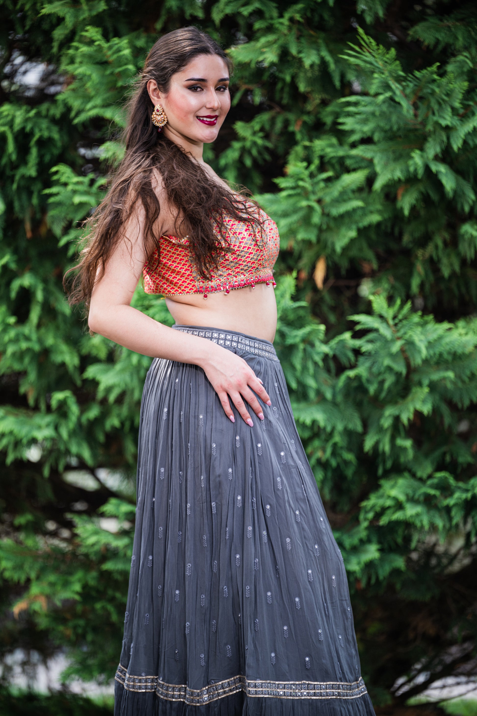 Elegant Grey Embroidered Sequin Lehenga with Stylish Blouse and Jacket_4