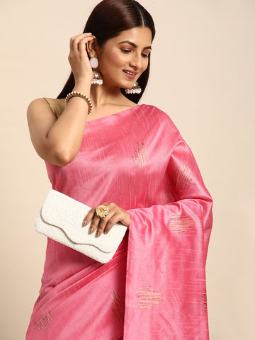 Elegant Handloom Raw Silk Saree with Woven Butti and Exquisite Woven Pallu