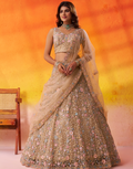 Elegant Net Fabric Sequins Embroidered Lehenga Choli Set with Dupatta - Buy