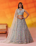 Elegant Net Fabric Sequins Embroidered Lehenga Choli Set with Dupatta - Buy_3