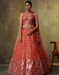 Elegant Organza Lehenga Choli Featuring Sequins Thread Embroidery with Dupatta - Buy_8