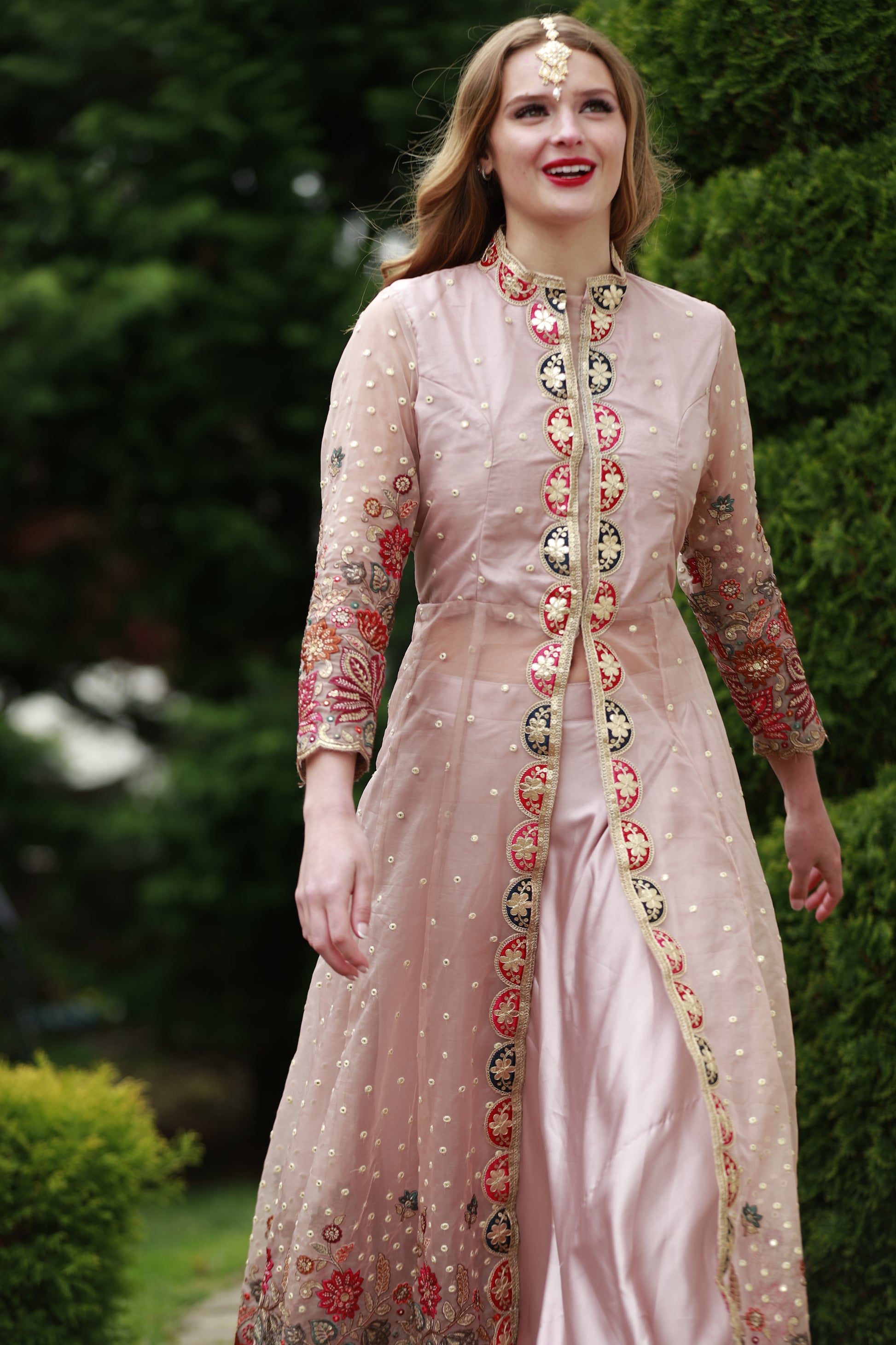 Elegant Pink Anarkali With Stunning Jacket - Rent_2