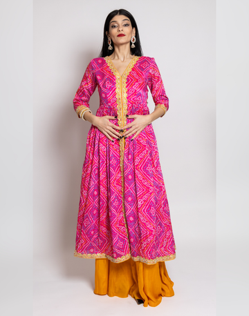 Elegant Pink Georgette Satin Jacket Anarkali Perfect Fusion of Grace and Glamour