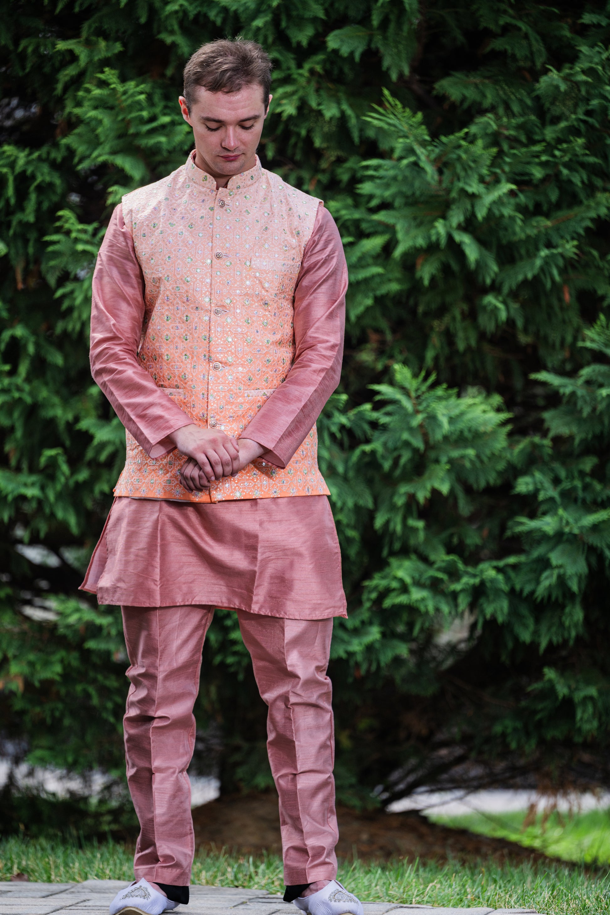 Elegant Pink Plain Kurta Set - Rent