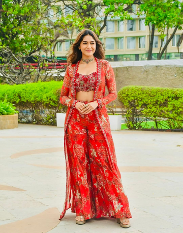 Elegant Tibby Silk Shrug & Sharara Set Intricate Thread & Sequin Work Blouse with Printed Sharara