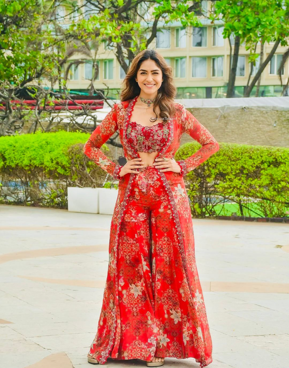 Elegant Tibby Silk Shrug & Sharara Set Intricate Thread & Sequin Work Blouse with Printed Sharara