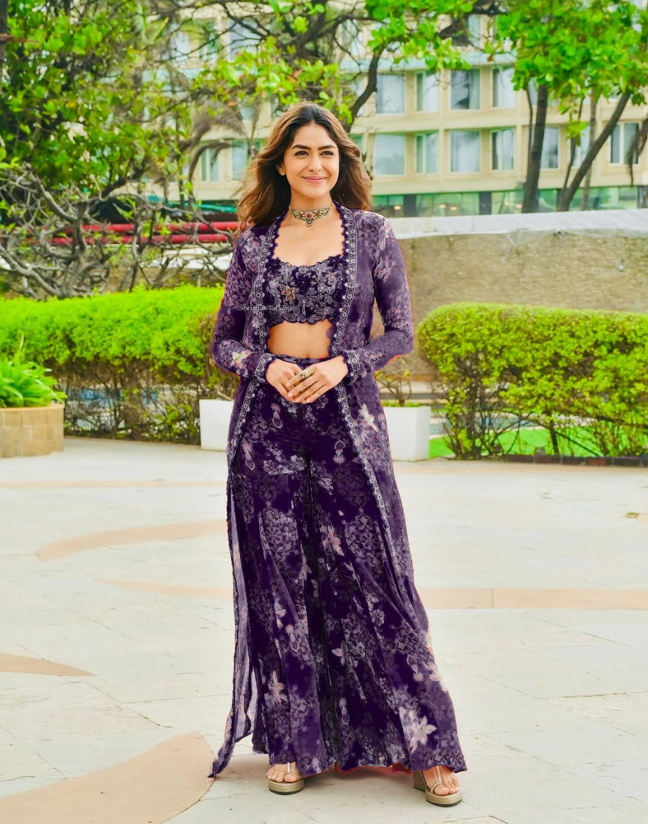 Elegant Tibby Silk Shrug & Sharara Set Intricate Thread & Sequin Work Blouse with Printed Sharara_3