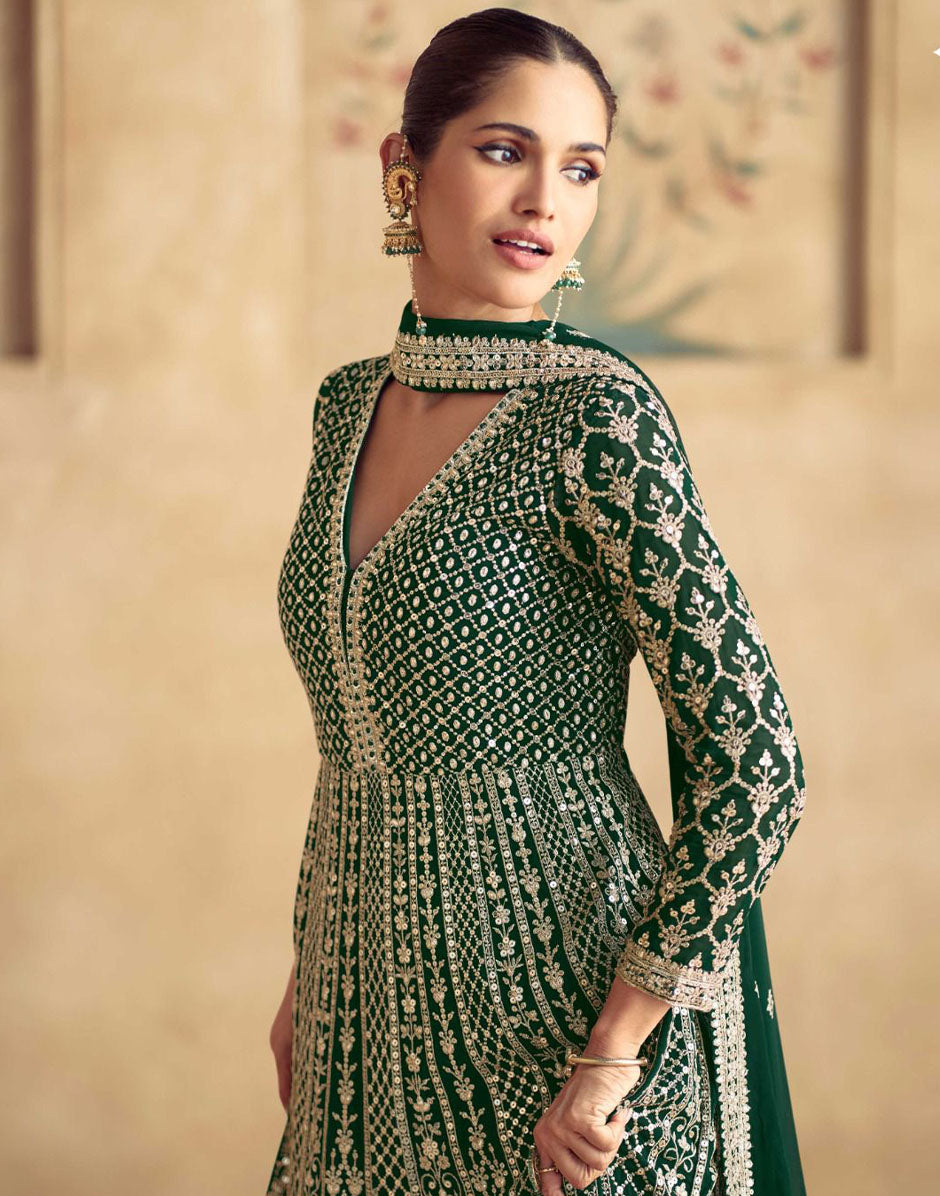 Emerald Enchantment Embroidered Top & Dupatta Set