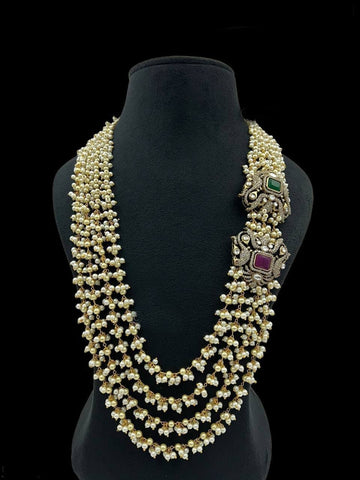 Enchanted Garden White Necklace with Green and Purple Stones - Rent