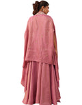 Enchanting Pink Crepe Cape Co-ord Set with Hand Beaded Crop Top & Palazzo_4