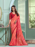 Eternal Allure Rose Chiffon Saree - Rent